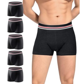 Washable Incontinence Underwear for Men with Front Absorbent 80ml Mens Incontinence Underwear for Bladder Leak Proof Underwear for Men Waterproof Reusable Incontinence Boxer Briefs 5 Pack, 3X-Large