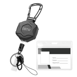 EOTW 1 x Retractable Key Ring, Tactical ID Badge Holder with 70 cm Retractable Steel Cable, Carabiner Hook Key Ring for Card Holder, Belt Clip and Keys, 10 oz