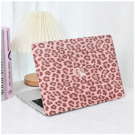 BYCeKe Leopard Print for MacBook Air 13 inch Case 2025-2022 M4 A3240 M3 A3113 M2 A2681,Leather Animal Print for Mac Air 13.6 Cheetah Case&Keyboard Cover for MacBook Air 13-inch Pattern,Leopard Pink