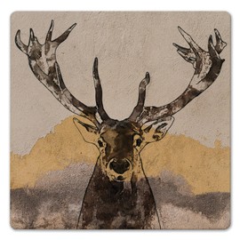 CounterArt Whitetail Deer Decorative Heat Tolerant Stone Trivet with Non-Skid Cork Backing 8” Square Artistic, Durable, Easily Wipes Clean