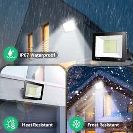 YIQIBRO 100 W Outdoor LED Floodlight, IP67 Waterproof LED Floodlight, 10000 lm, 7000 K, Cool White, Super Bright LED Spotlight, Outdoor Spotlight for Warehouse, Garden, Garage, Yard, Parking