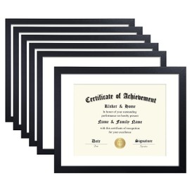 ELSKER&HOME 11x14 Diploma Frame 6 Pack, Diploma Frames 8.5x11 with Mat or 11x14 Document Frame without Mat,Multipack College Certificate/Degree Frames for wall,Set of 6