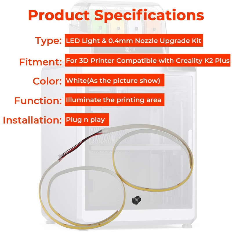 WIKIBB 3D Printer LED Light and Nozzle Upgrade Kit Compatible