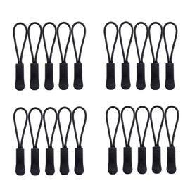 APUXON 20 Pieces Zipper Pull Zipper Tags Cord Pulls Zipper Extension Zip Fixer (Black)