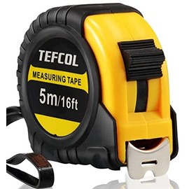 TEFCOL Retractable Tape Measure 5m 16Ft, Heavy Duty Nylon Coated Measuring Tape, Imperial and Metric Measurement with Metal Belt Clip (Black Yellow)