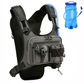 Criuage USA Original Patent Running Hydration Vest Backpack, Lightweight Chest Pack with 2.0L Water Bladder Bag Daypack for Hiking Running Cycling Race Marathon for Women Men (Grey, Standard)