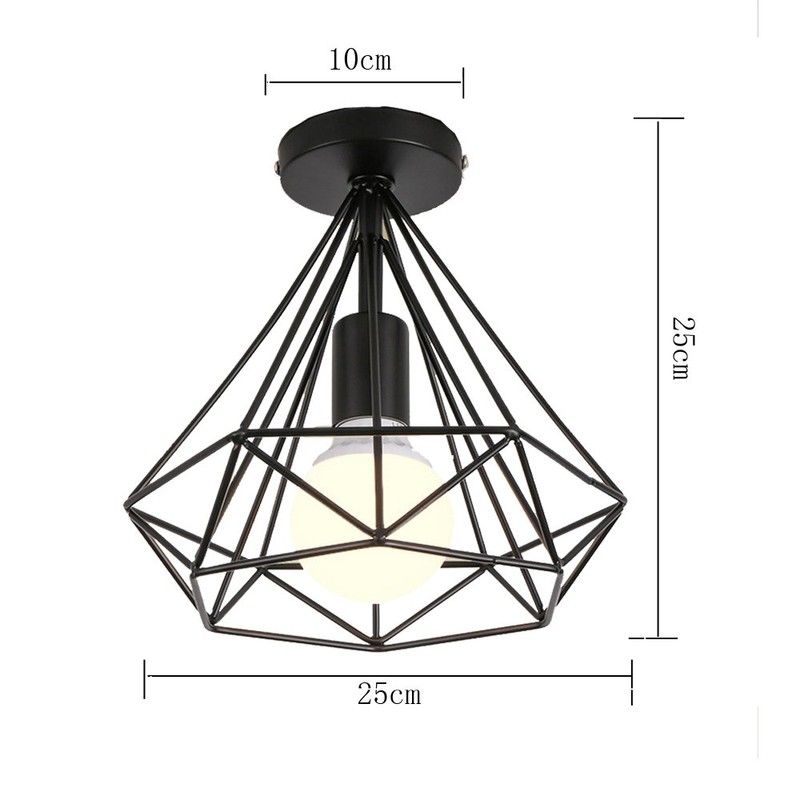 stoex Ceiling Light Industrial Retro 25cm in Shape Diamond Pendant