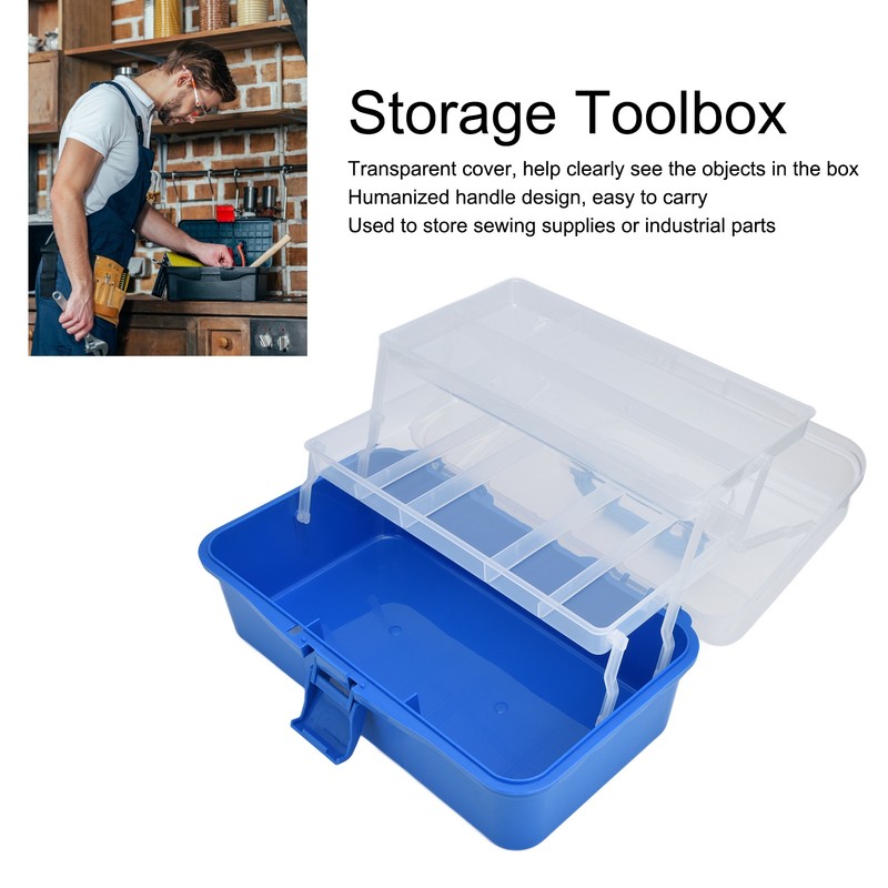 Plastic Storage Box Portable 3 Layer Folding Handheld Tool Organizer