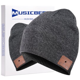 beanie Bluetooth, MUSICBEE Bluetooth V5.2 Wireless Knit Winter Cap, 24 Hour Play time, Built-in Microphone and HD Stereo Speakers(Charcoal