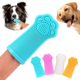 dlnope Dog Finger Toothbrush, 4-Pack Finger Toothbrush for Dogs, Upgraded Pet Tooth Brushing Kit, A Fun Dog Teeth Cleaning Tool That Also Doubles as A Gum Massage, Suitable for Medium and Large Dogs.