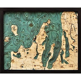 Grand Traverse Bay 3-D Nautical Wood Chart, 16" x 20"