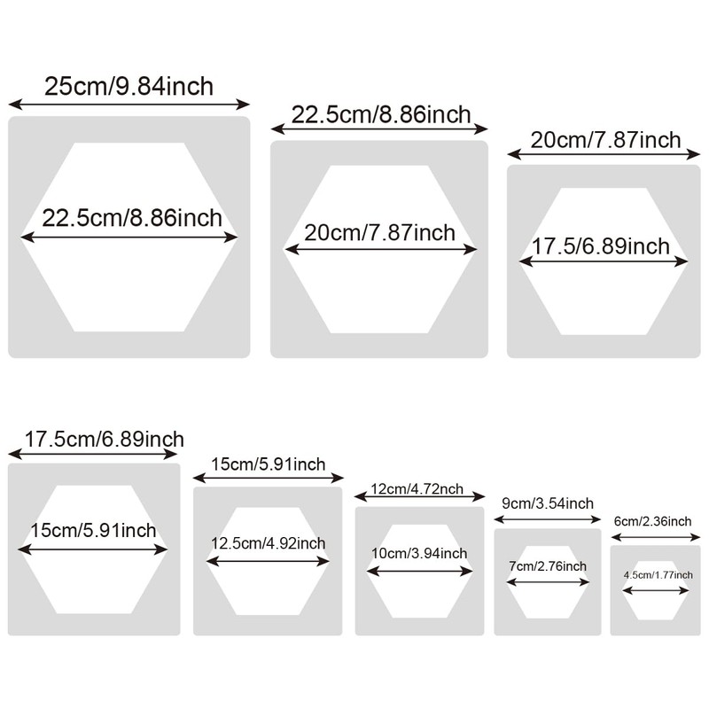 8 Pieces Hexagon Simple Large Wall Stencil for Painting -