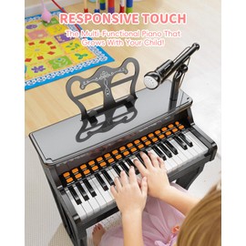 Poiacmvoia Keyboard Piano Toy for Kids 37-Key Toddler Keyboard Musical Instrument Mini Piano Educational Music Pianos Toys with Microphone, Christmas Birthday Gifts for Age 3 4 5 6 Years Old