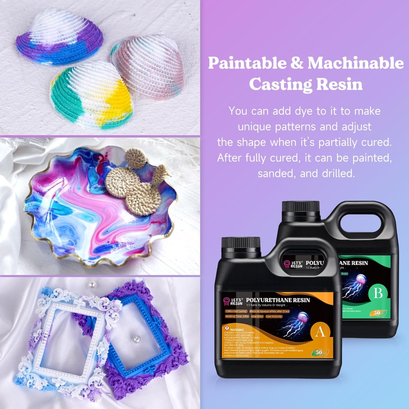 LET'S RESIN Polyurethane Resin, 60oz 2 Part Casting Resin, Fast