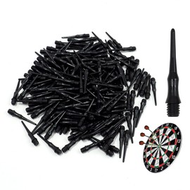 Pack of 200 Plastic Dart Tips, 2BA Soft Dart Tips, Replacement, Robust Dart Tips, Soft for Electronic Dartboards, Shatterproof, Ideal for Hobby & Tournament Players, Black