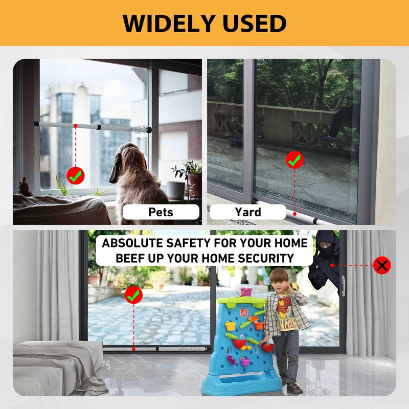 PBHEPJ Sliding Door Security Bar 2 Pack, 18.5-51 inch Adjustable