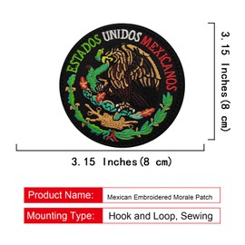 EmWoot 2PCS Mexico Mexican Emblem Patch Embroidered Tactical Military Morale Patch Hook and Loop(Black)