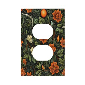 Wpshijia Decorative Outlet Covers William Morris Orange Flowers Rustic Leaves Floral 1 Gang Duplex Light Switch Cover Plate Electrical Switch plates Wall Plates Receptacle Covers for Bathroom Bedroom