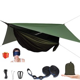 Camping Hammock with Mosquito Net and Rain Fly - Portable Travel Hammock Bug Net - Camping Equipment - Hammock Tent for Outdoor Hiking Campin Backpacking Travel