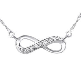 Laimons Women's Necklace Shiny Jewellery Infinity 45 Cubic Zirconia Sterling Silver 925