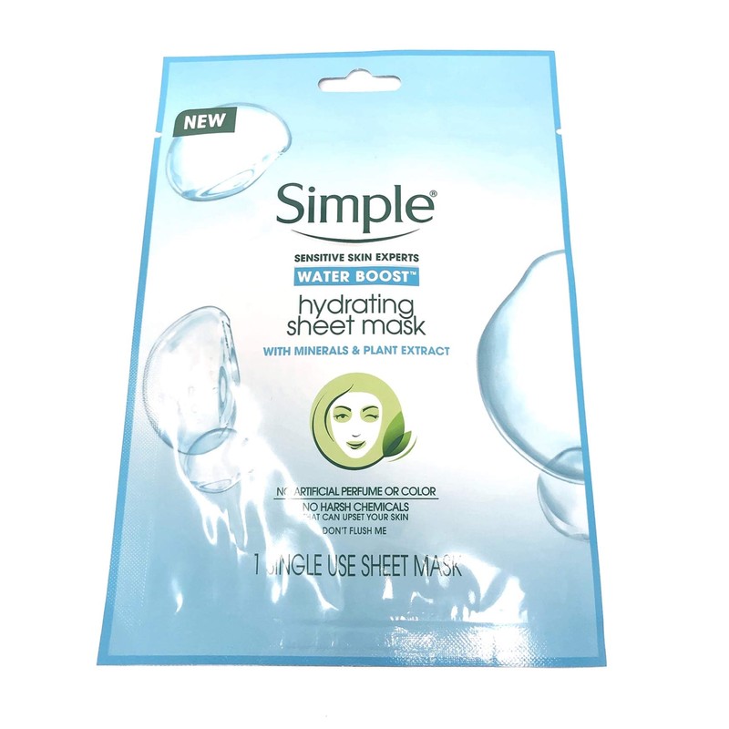 Simple Water Boost Hydrating Sheet Mask, 1 Mask (Bundle of