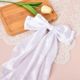 White Hair Clips for Girls Women Bowknot Hair Clip Accessories for Girls Women Long Hair Bows for Woman French Barrette Hair Clip for Girl Tassel Ribbon Bowknot Hair Bridal Bow for Hair