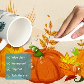 iEvery Autumn Round Table Cloth Wipe Clean 150cm, Pumpkin Thanksgiving Tablecloth Autumn Home Decor, Waterproof Table Cover for Fall Harvest Party Holiday Outdoor Picnic
