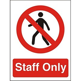 Seco Staff Only Sign - Semi-Rigid Plastic - 200mm x 300mm - 1mm