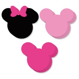 Vuzvuv 48Pcs Girl Mouse Paper Cutouts with 100Pcs Glue Points,Girl Mouse Cut Outs Bulletin Board Decorations for Birthday Party Theme Decor Supplies