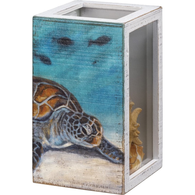 Primitives by Kathy Sea Turtle Home Décor Shell Holder,Blue