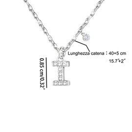 GUOYU Women's Initial Necklace Letter Pendant, 925 Silver Necklace with Cubic Zirconia, Pendant Gift Ideas for Birthday A B C D E F G H I J K L M N O P Q R S T U V W X Y Z, Stainless Steel, Rhinestone