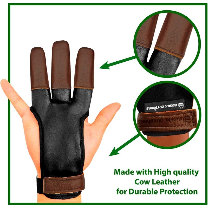 KESHES Archery Glove Finger Tab Accessories - Leather Gloves for