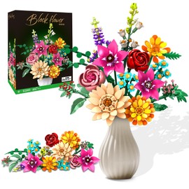 Flower Building Block Set – 887 Pieces Creative DIY Flower Arrangement Set, Contains 13 Different Flower Bouquets, Home Office Decorative Ornaments, Birthday Gift, Adult Gift1