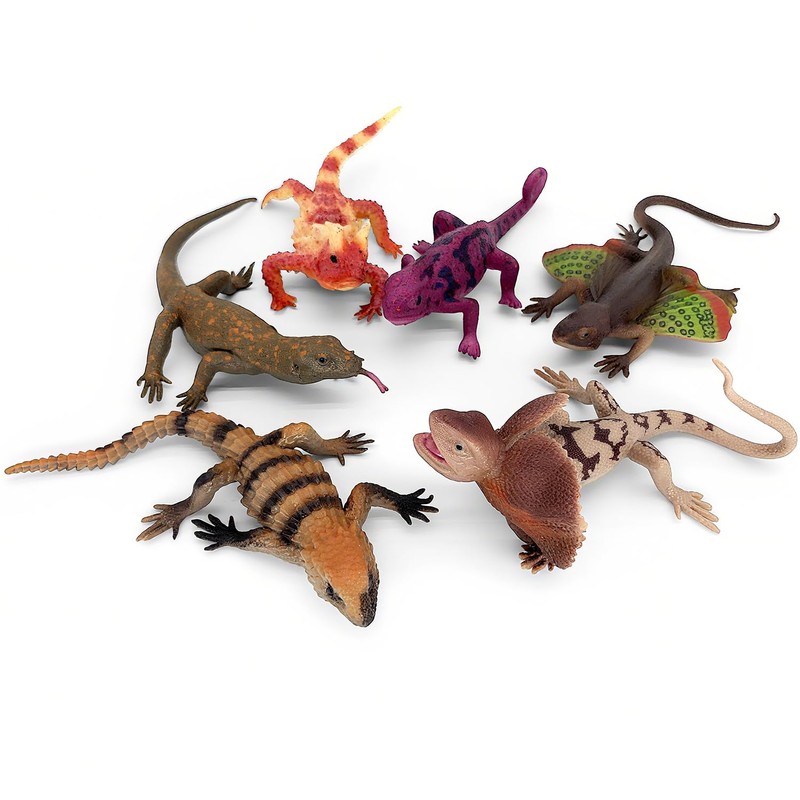 Realistic Squishy Lizard Toys - Fake Stretchy Rubber Reptiles for