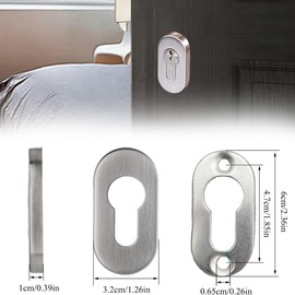 OQKAHIV 4pcs Matte Stainless Steel Profile Cylinder Oval Key Escutcheons Kit Interior Exterior Door Escutcheons with Keyhole Covers Silver and Elegant