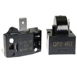 ToToT 1pcs QP-02-4.7 PTC Refrigerator Start Relay 1 Pin Coolers Compressor Starter 4.7 ohm with 1pcs Refrigerator Overload Protector 1/2HP