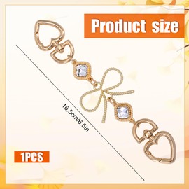 Bag Extension Chain, Wallet Extension Chain with Small Bow, White Gemstones, Purse Strap Extension Chain, Replacement Chain Accessories, Bags, Handbags, Purses (Gold)