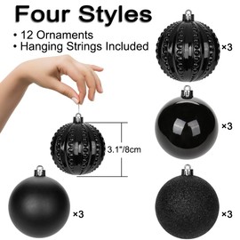 Briful 12PCS 8CM Christmas Baubles, Christmas Tree Decorations Xmas Hanging Ornaments Small Shatterproof Balls for Home Festival Gifts Christmas Decorations