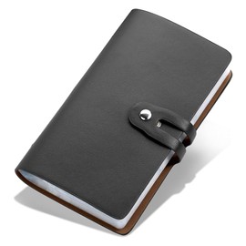 QIKEJI Card Case, Large Capacity, Credentials, Point Card Case, Card Slots, Large Capacity, Leather, Card Slots, Skimming, Card Storage, Coin Purse, Magnetic, Memory Card with 20 Card Slots, Black