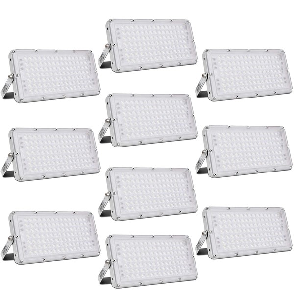 Sararoom 10Pcs 100W LED Flood Light Outdoor, IP65 Waterproof LED
