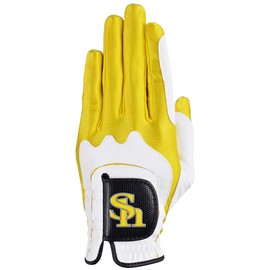 LEATHER AX SBGL-0402 Fukuoka SoftBank Hawks One Size Golf Gloves, White x Yellow