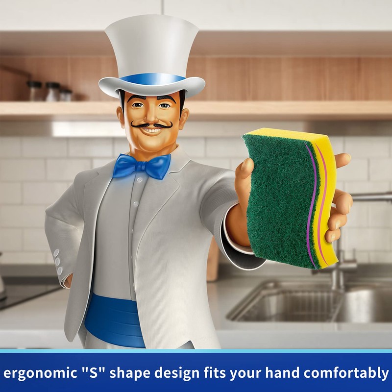 MR.SIGA Heavy Duty Scrub Sponge, 24 Count, Size:11 x 7