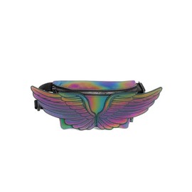 FYDELITY Fanny Pack Women Retro Fanny Pack Crossbody Bag for Women Men Festival Bag Small Cute Fanny Packs Woman Concert Bag Fashion Belt Bag 80s Waist Packs WINGS Rainbow Reflective