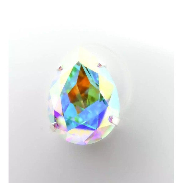Unbranded GLITZY Iridescent AB Fire Pear Cut Crystal Double Invisible