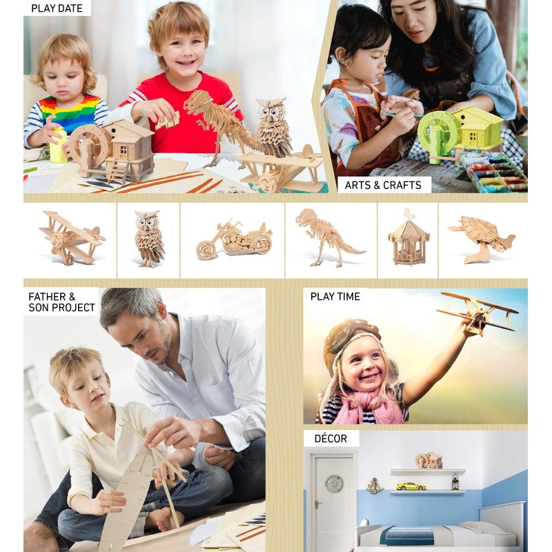 Puzzled 3D Puzzle Water Mill Set Wood Craft Construction Model