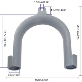 2Pcs Gray Plastic U-Shape Washing Machine Drain Hose Holder - Secure & Organize Drain Hose