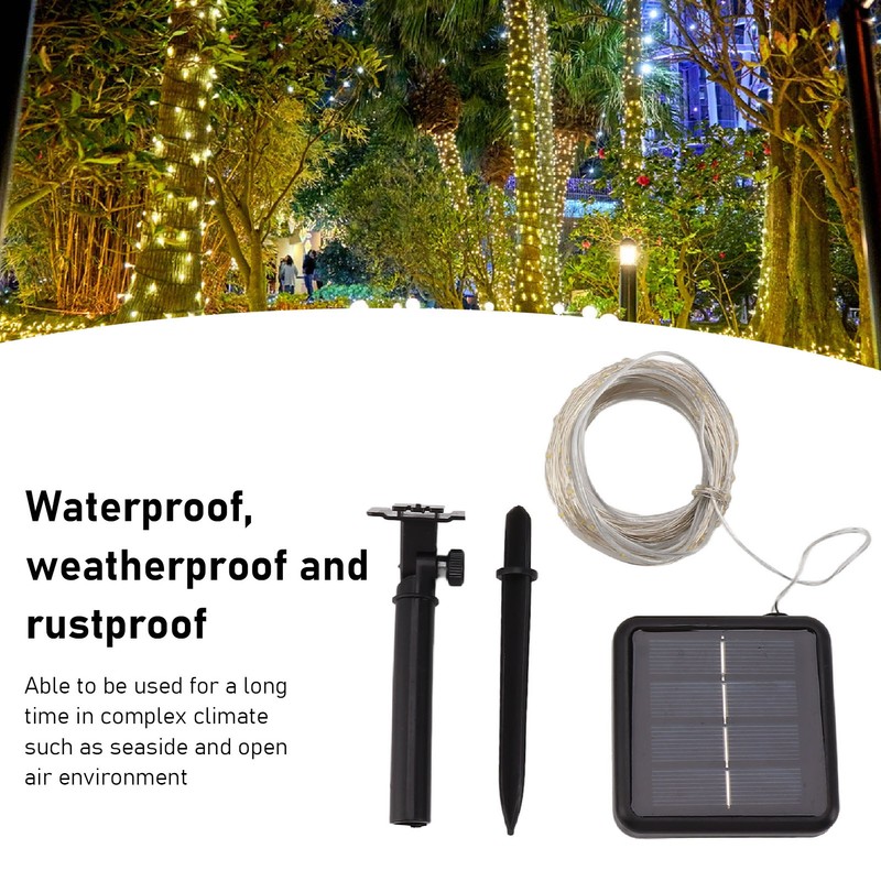 Solar Rope Light 100 LED Waterproof Weather Resistant Decorative Solar