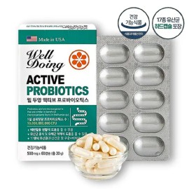 Welldoing 웰두잉 액티브 프로바이오틱스 500mg x 60캡슐 저포드맵 17종 100억 장건강 여성 유산균 Welduing Active Probiotics 500mg x 60 Capsules Low FODMAP 17 Strains 10 Billion Gut Health Women's Probiotics
