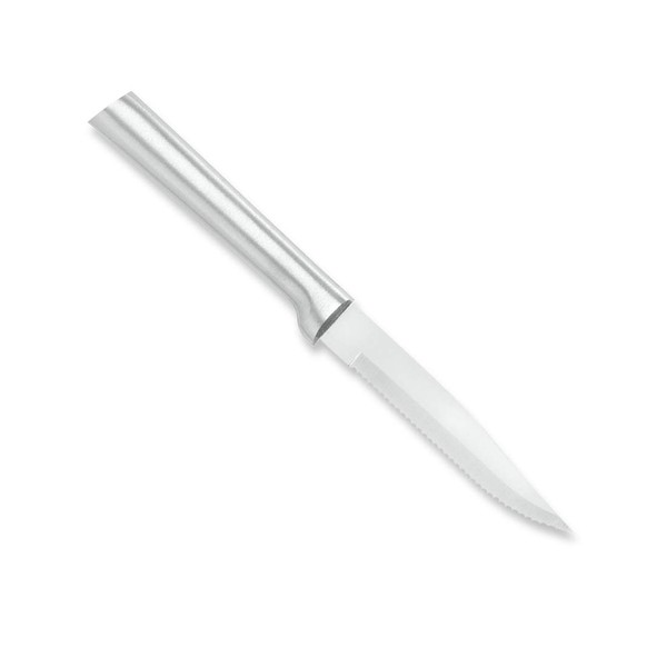 Rada Cutlery Serrated Steak Knife Stainless Steel Blade With Aluminum Made in USA, 7-3/4 Inches, Silver Handle