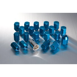 WORK Aluminum Wheel Nuts Set of 20 with Lock Nuts (Blue, M12 x P1.25)